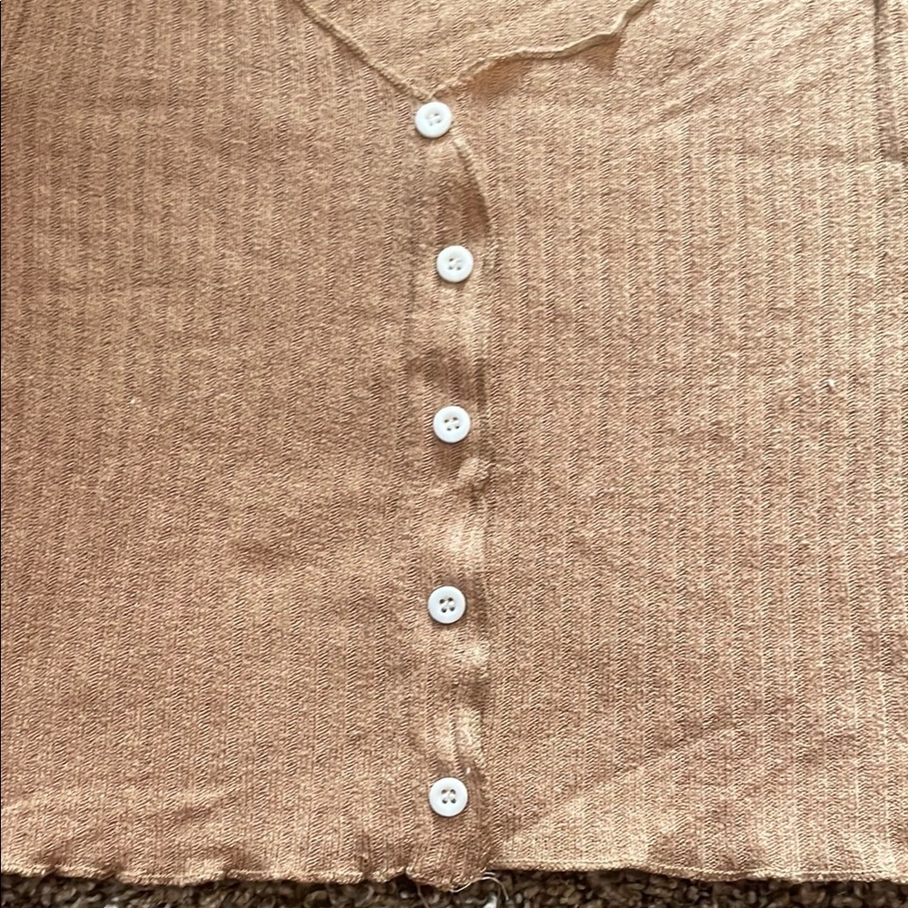 SHEIN Light Brown Ribbed Short Sleeve Top - Picture 2 of 7